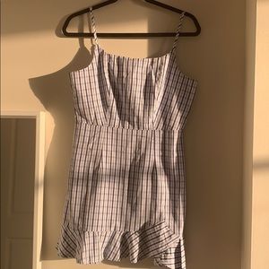 Blue plaid dress with adjustable straps